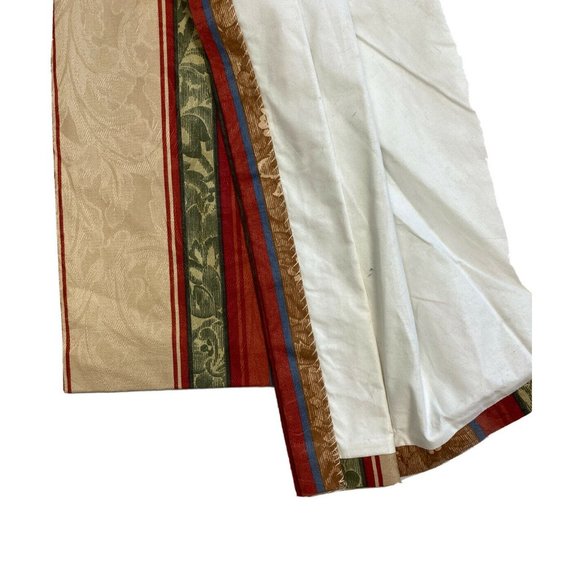 3 Custom Made Luxury Valances Window Treatments Curtains Red Green Yellow Stripe - Picture 9 of 11